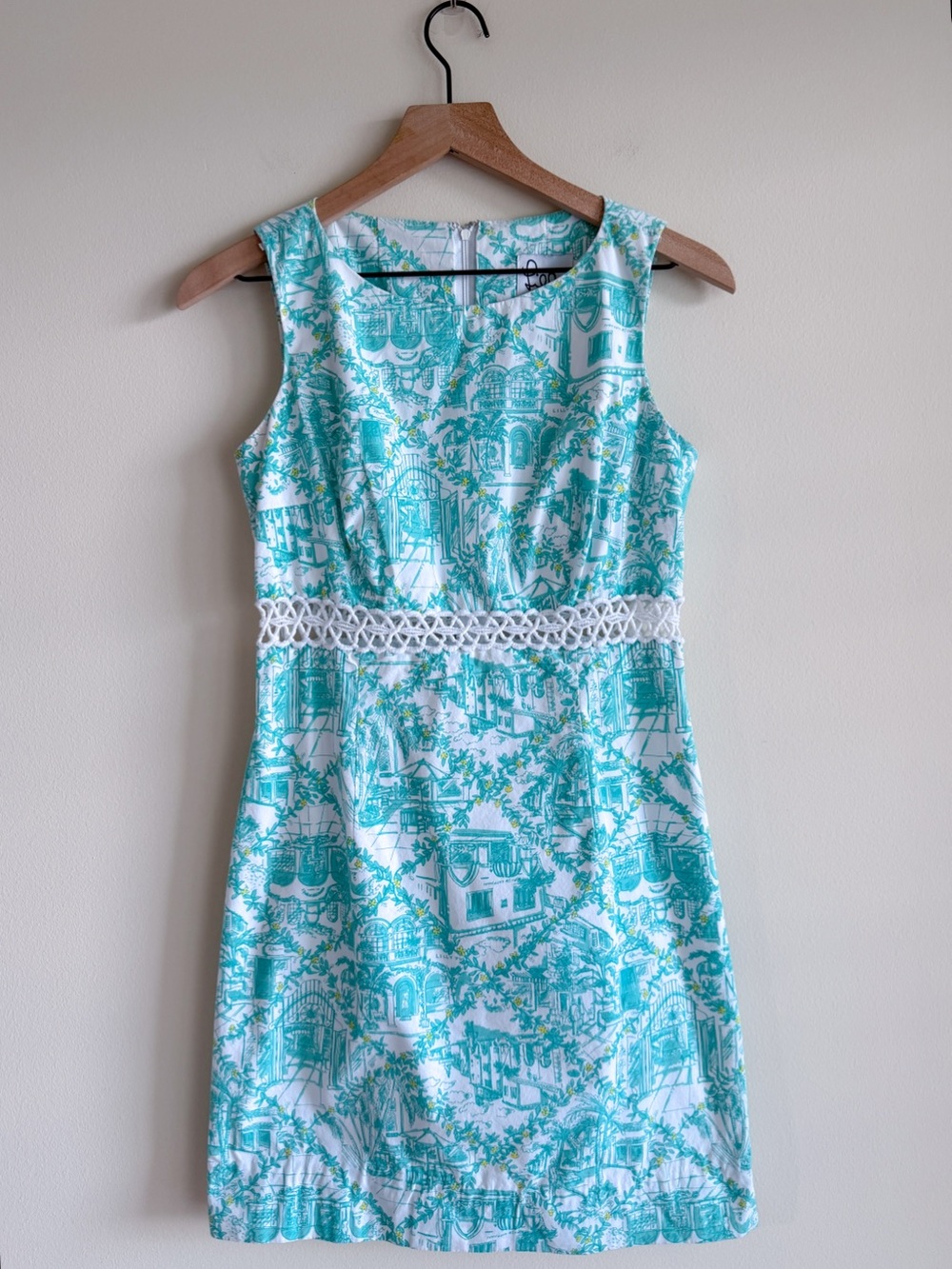 Vintage White Label Lilly Pulitzer Worth Avenue Print Lace Trim Dress 2